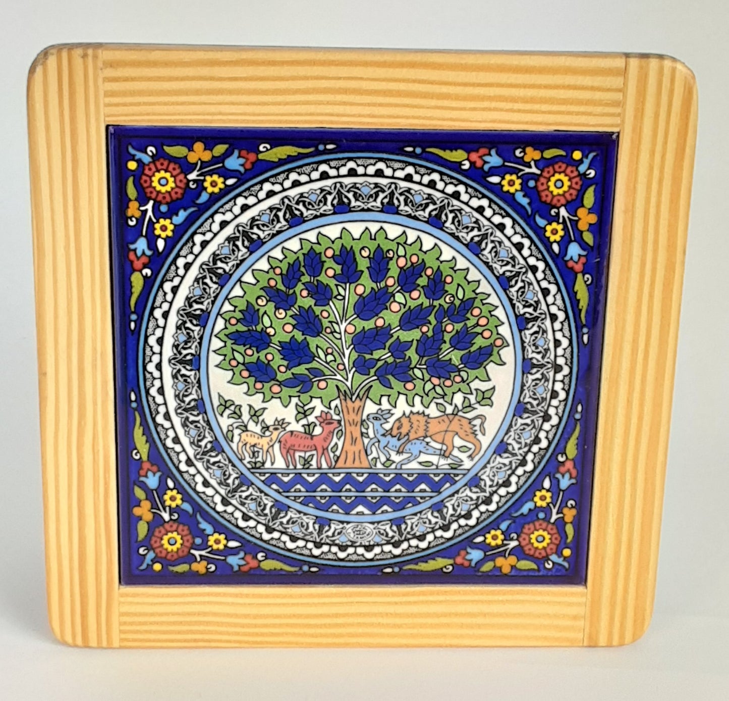 Ceramic & Olive Wood Tile Coaster Tree of Life