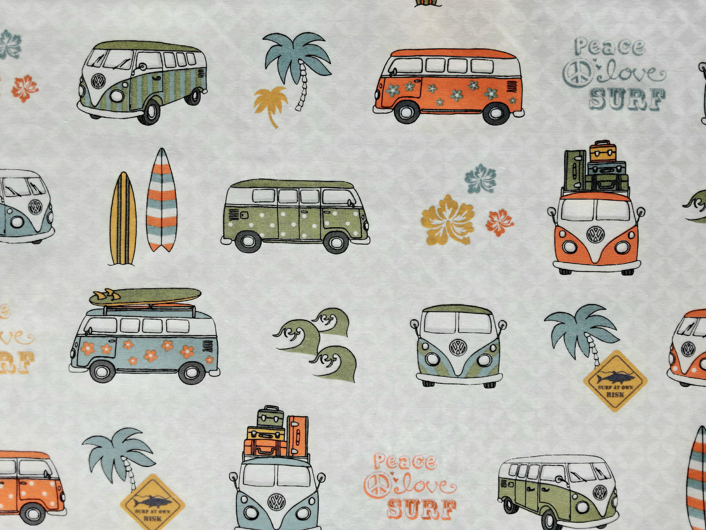 Cotton-Rich, Linen Look VW Camper Vans Summer