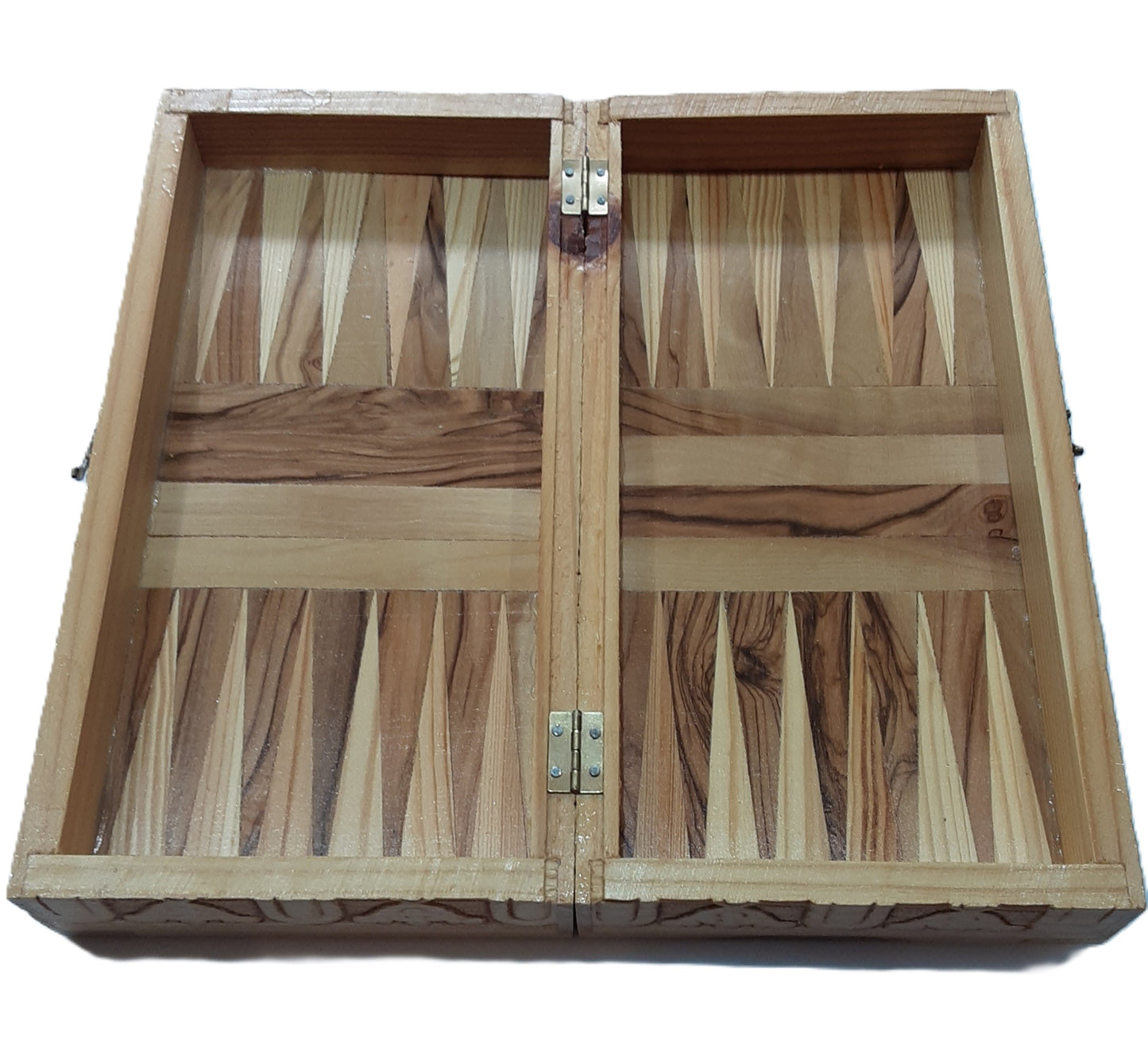 Handmade Olive Wood Chess Board With Detailed Individually Carved Figures Small