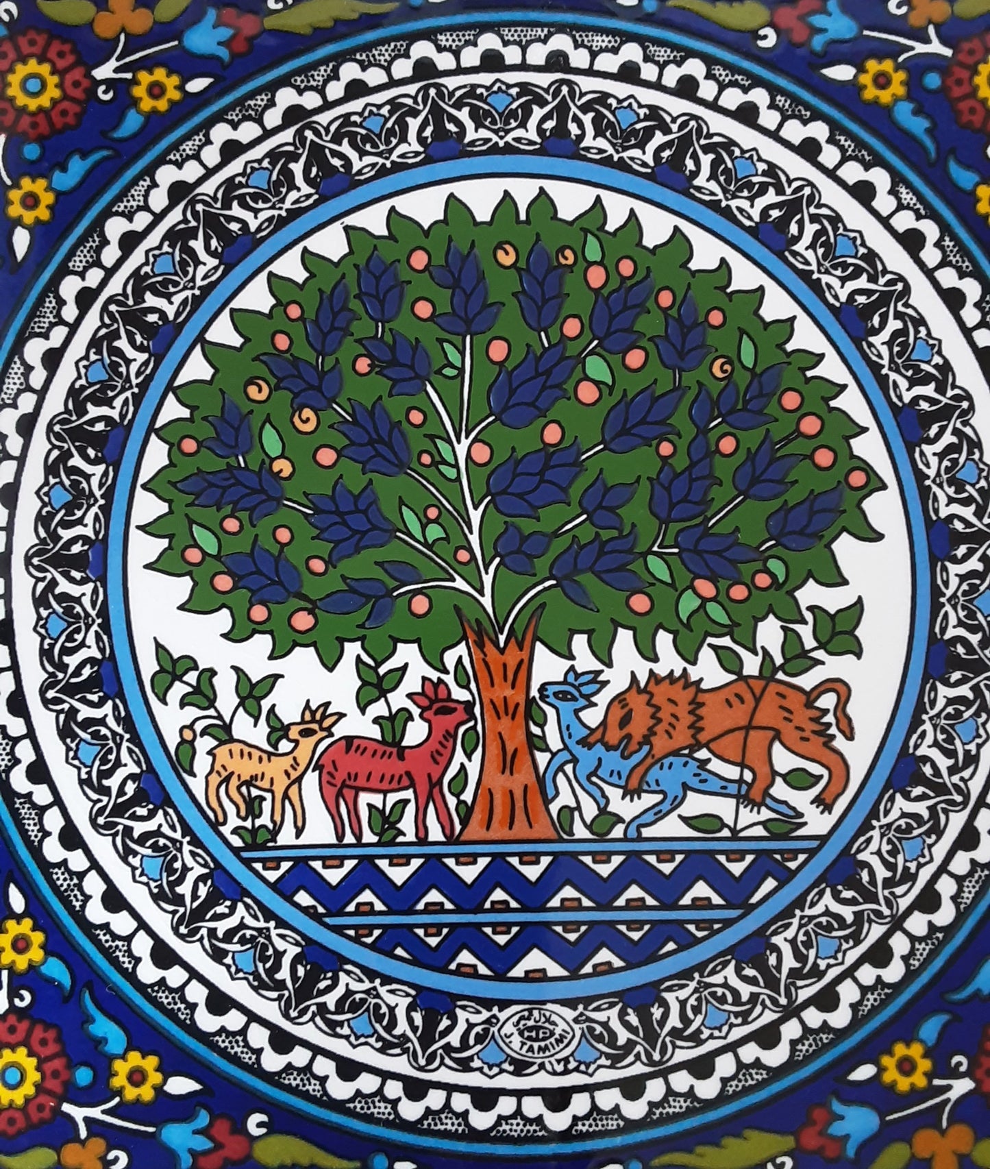 Ceramic & Olive Wood Tile Coaster Tree of Life