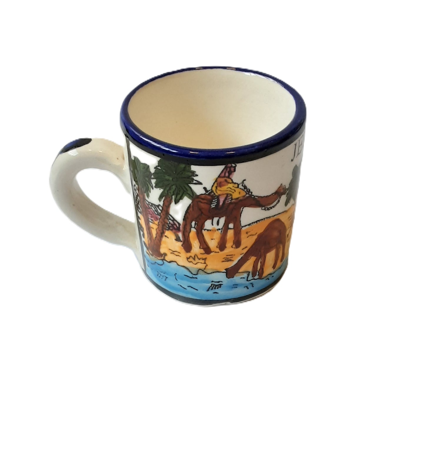 Handmade Palestinian Ceramic Mug - Jerusalem Camel- Medium