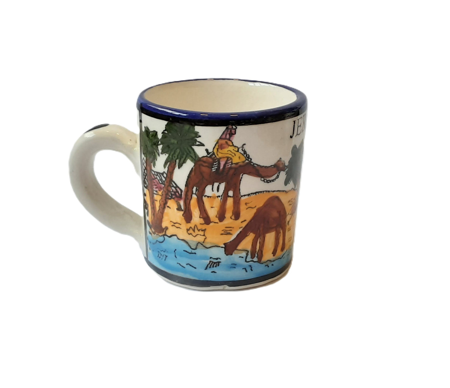 Handmade Palestinian Ceramic Mug - Jerusalem Camel- Medium