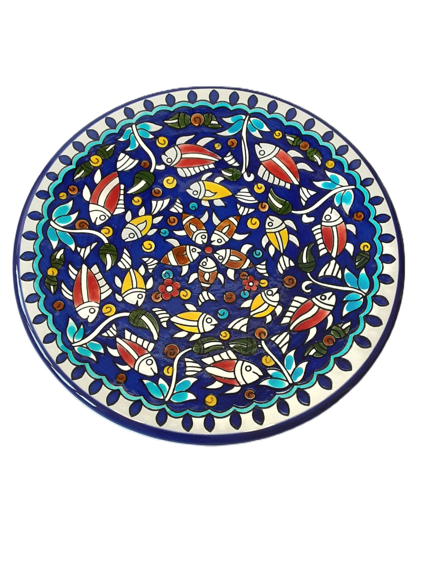 Handmade Palestinian Ceramic Plate- Fish Design