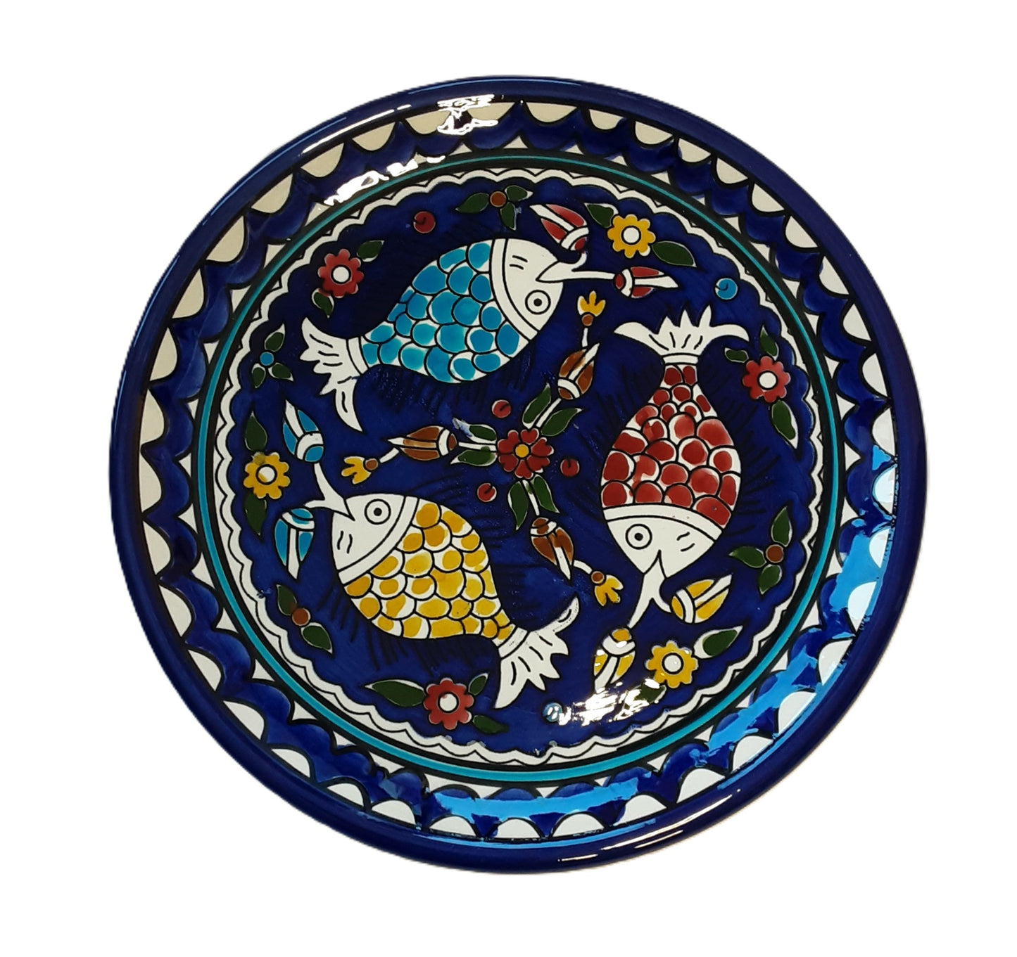Handmade Palestinian Ceramic Plate- Fish Design