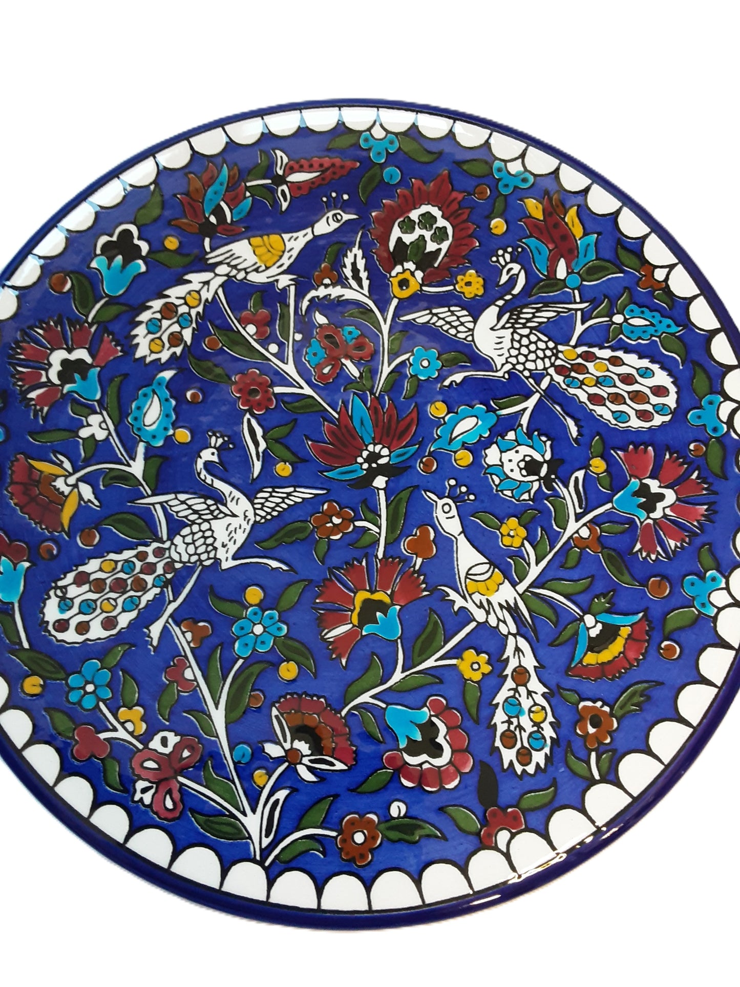 Handmade Palestinian Ceramic Plate- Peacock