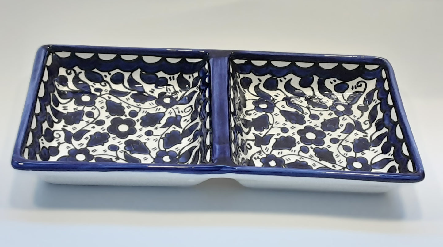 Handmade Ceramic Mezze Two Entrees - Blue