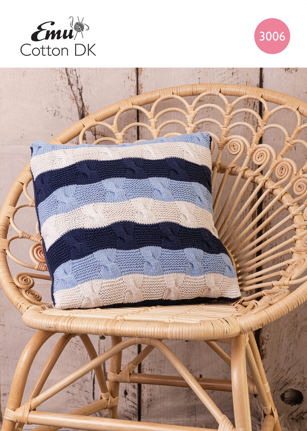 Scandi Style Cable Cushion In Emu Cotton DK (3006)