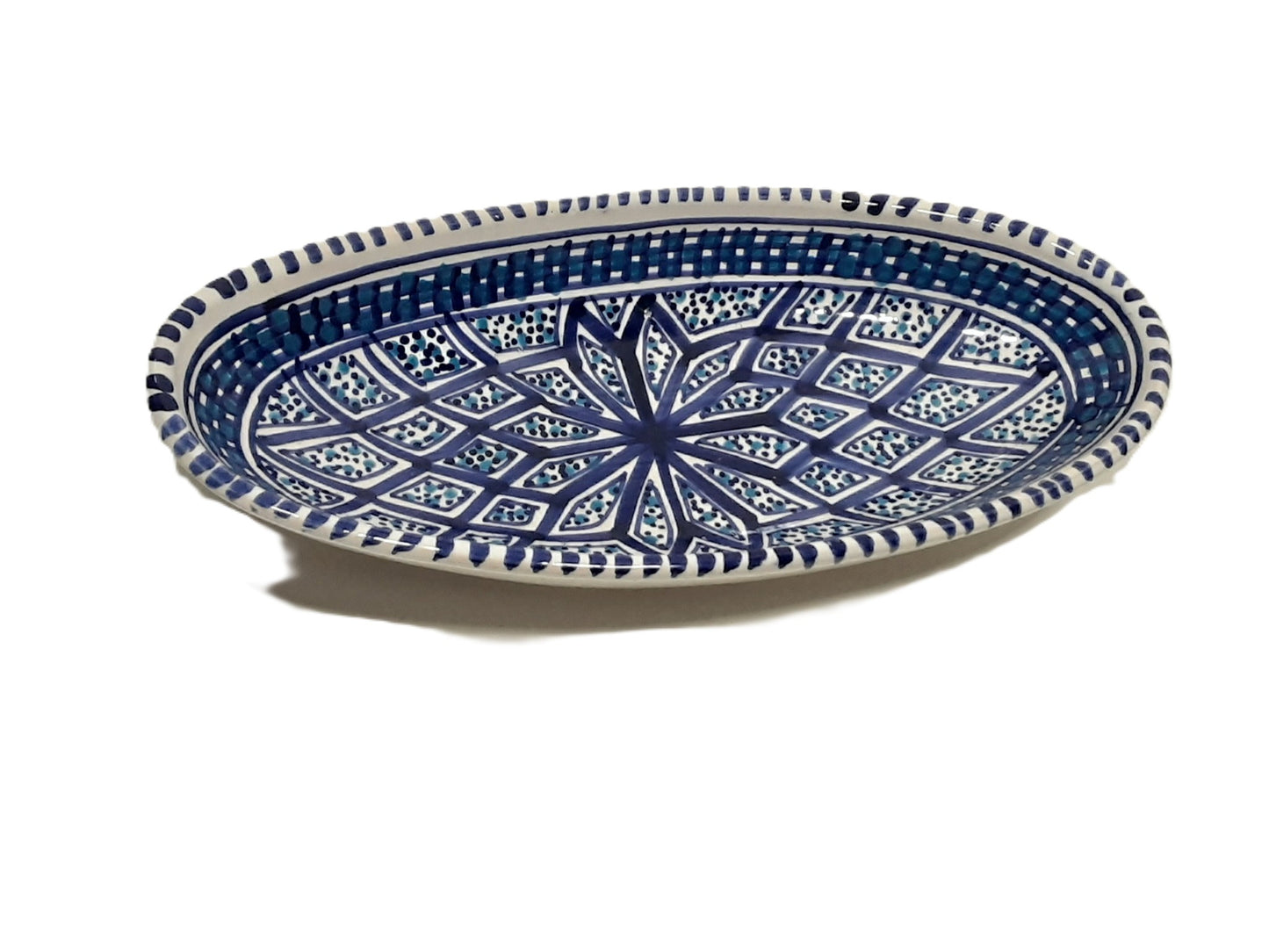 Handmade Tunisian Oval Ceramic Dish