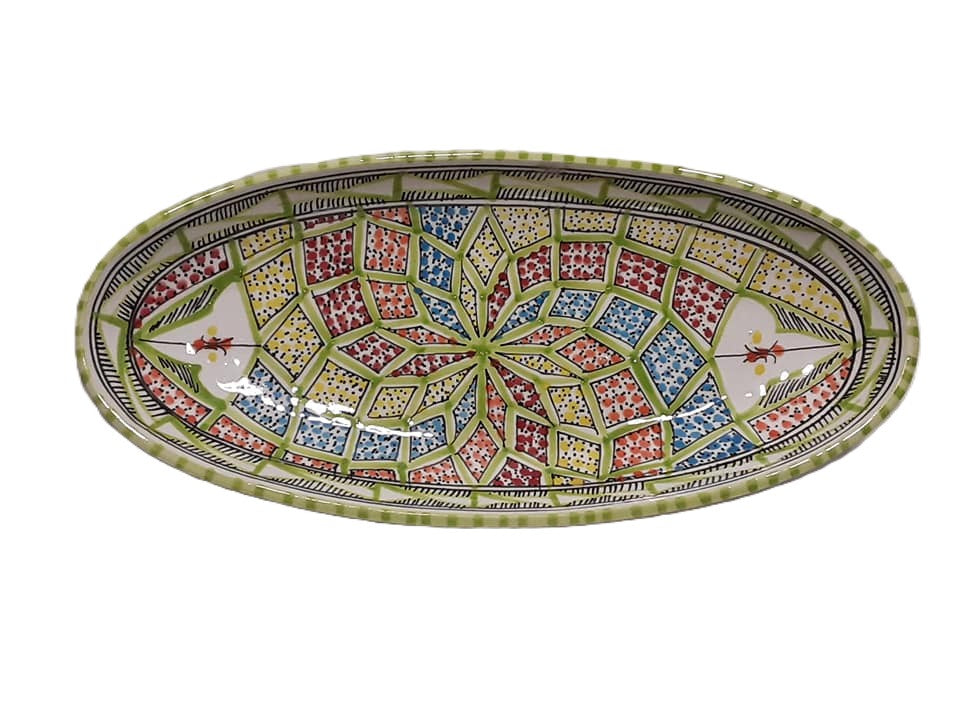 Handmade Tunisian Large Oval Ceramic Dish