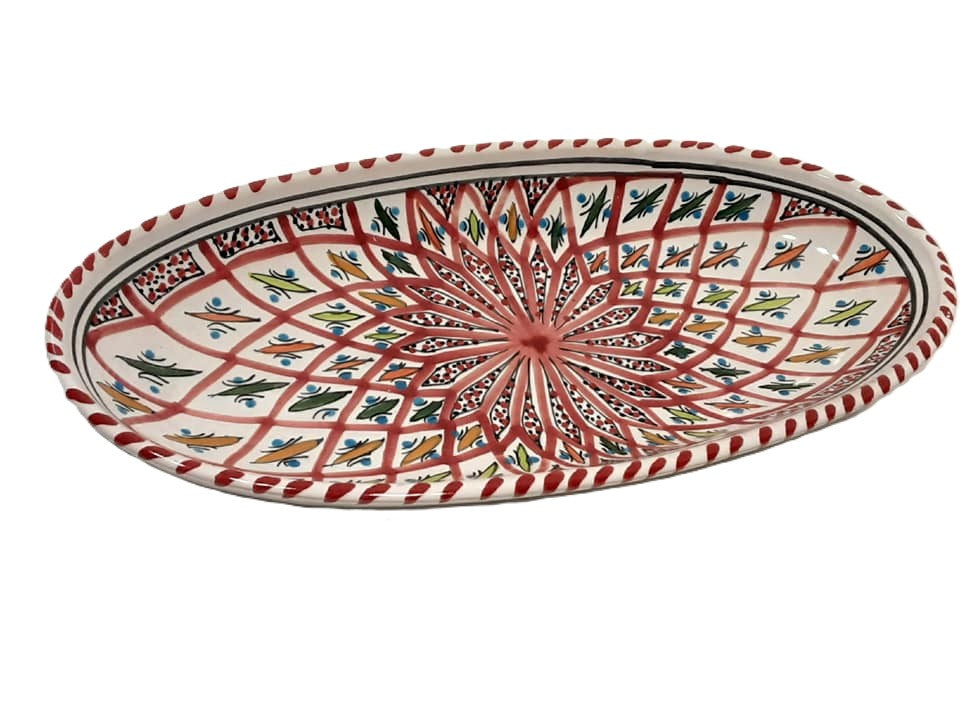 Handmade Tunisian Large Oval Ceramic Dish