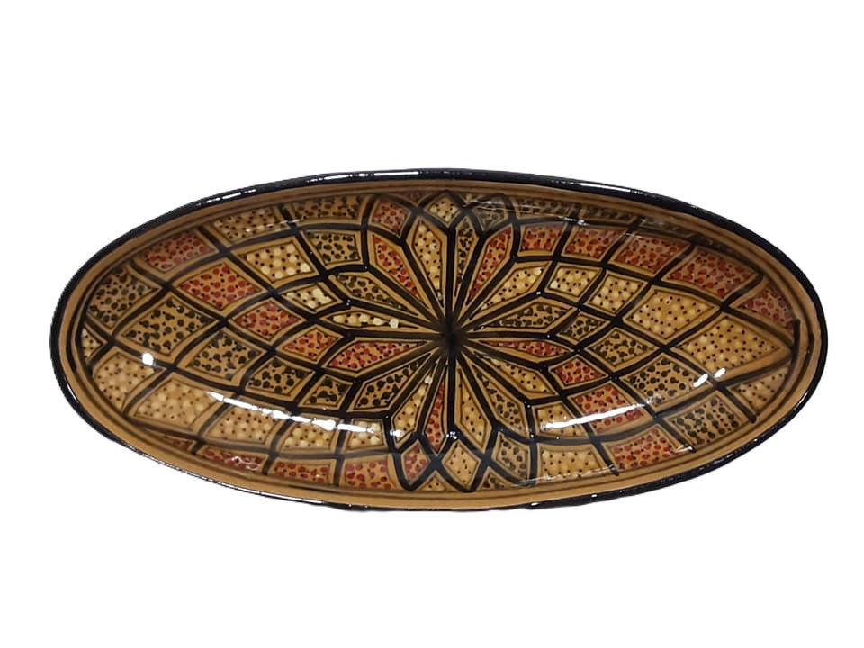 Handmade Tunisian Large Oval Ceramic Dish