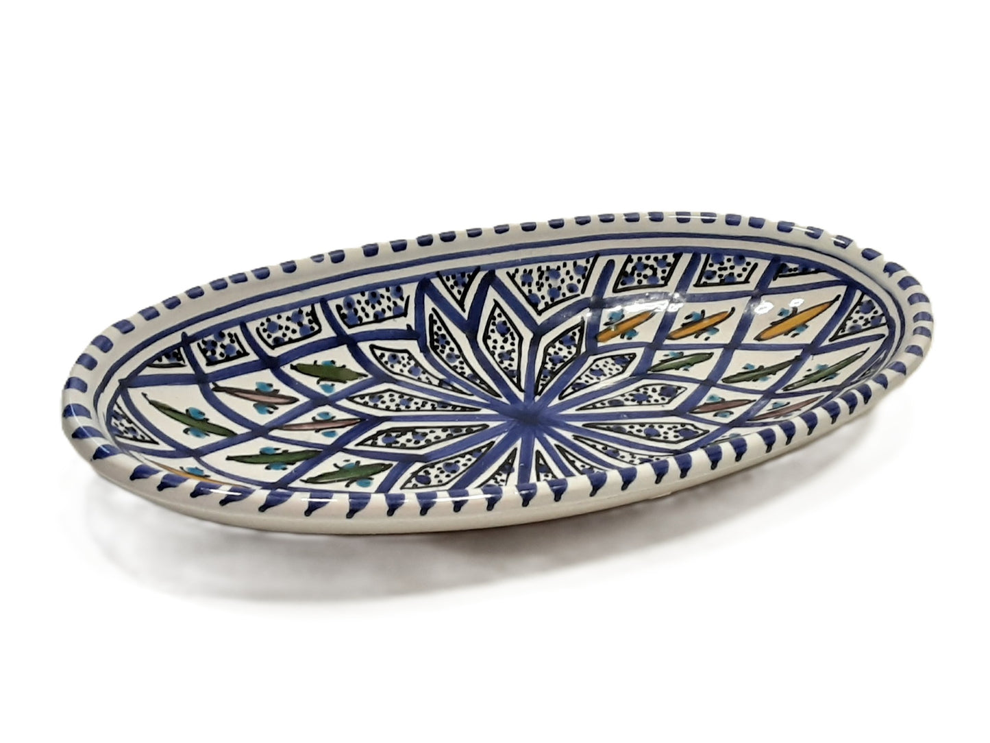 Handmade Tunisian Oval Ceramic Dish