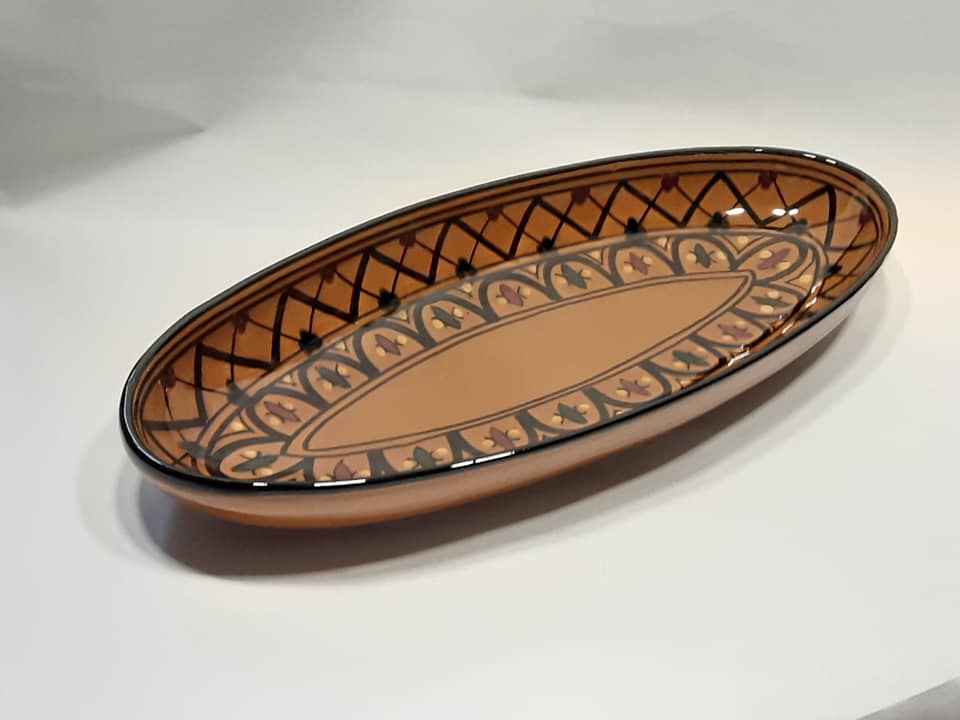 Handmade Tunisian Large Oval Ceramic Dish