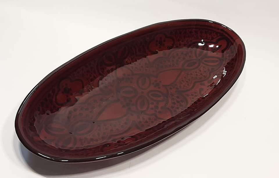 Handmade Tunisian Large Oval Ceramic Dish