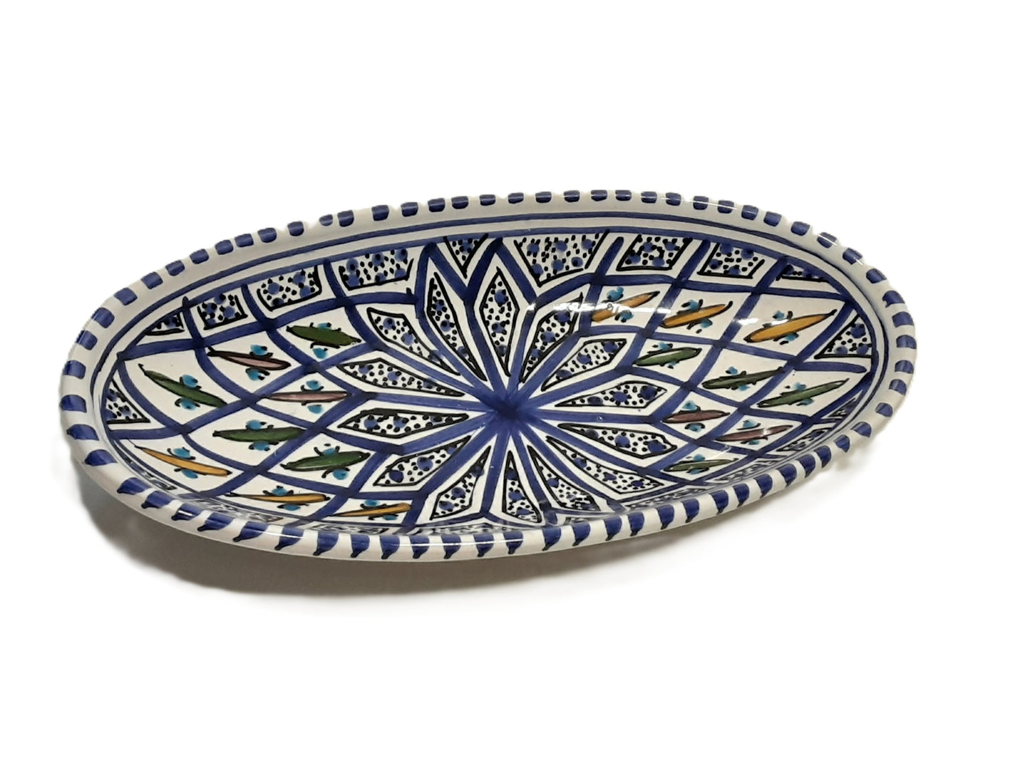 Handmade Tunisian Oval Ceramic Dish