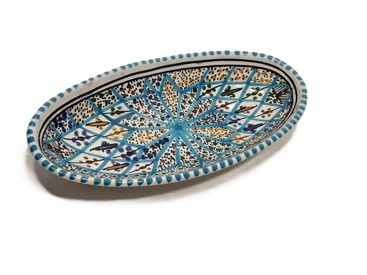 Handmade Tunisian Oval Ceramic Dish