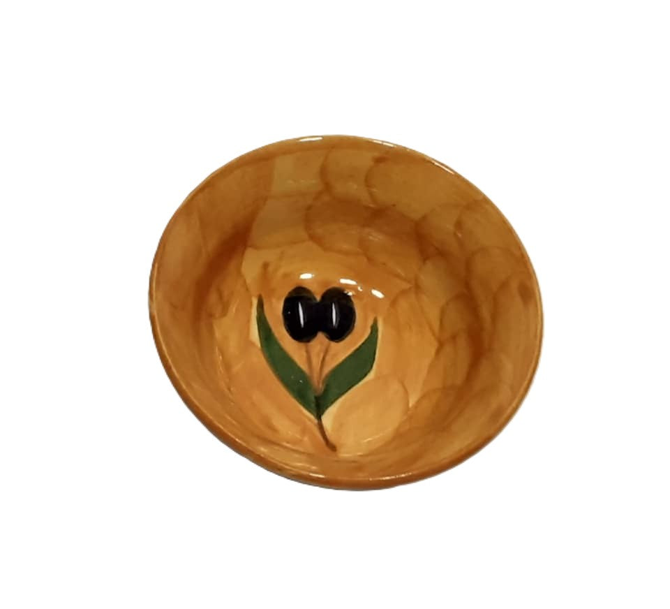 Handmade Small Deep Bowl - Olives Design