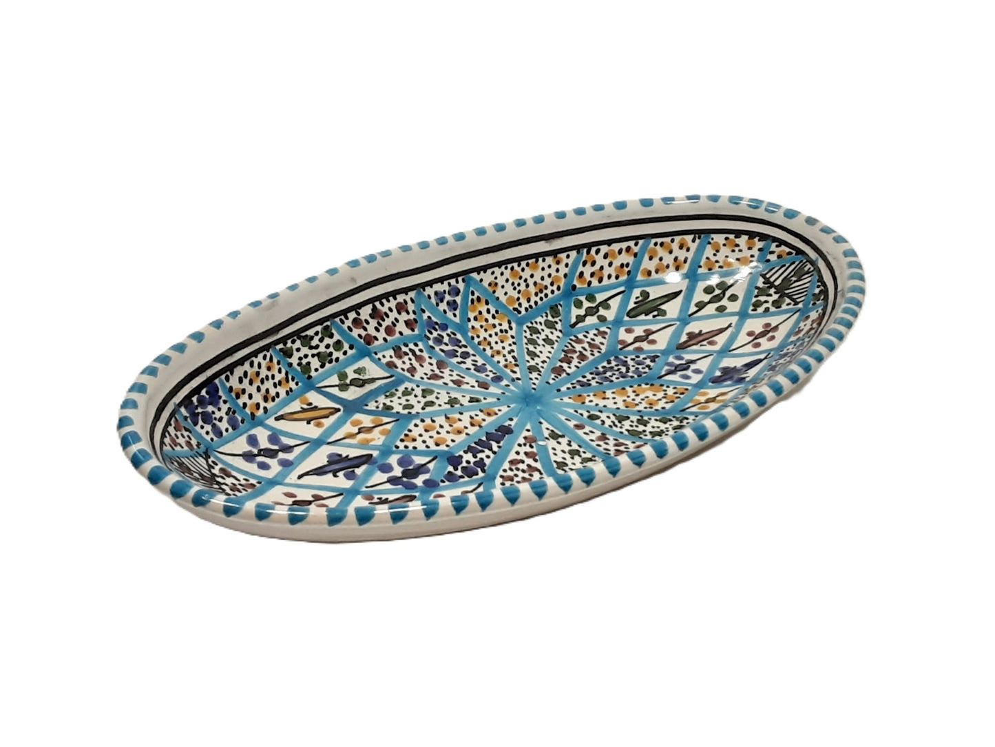 Handmade Tunisian Oval Ceramic Dish