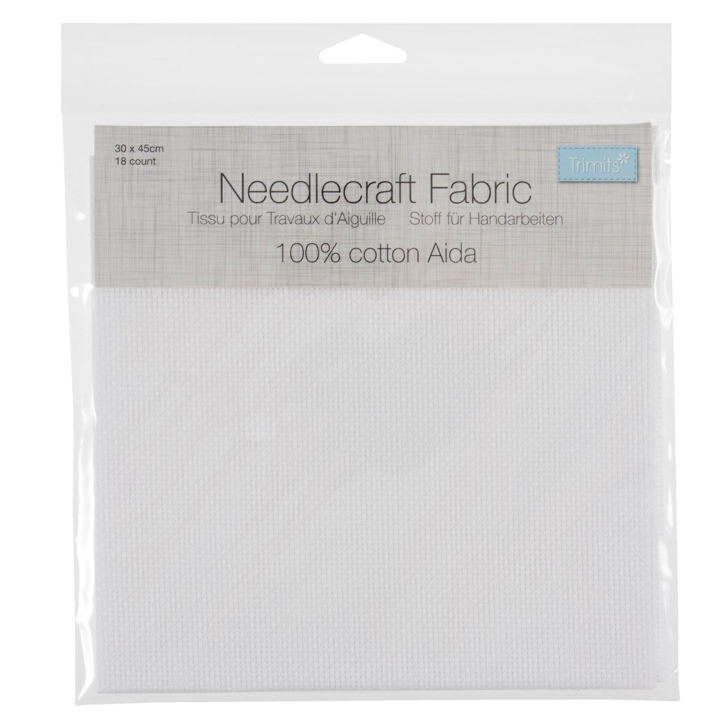 Needlecraft Fabric: Aida: 18 Count: 45 x 30cm: White