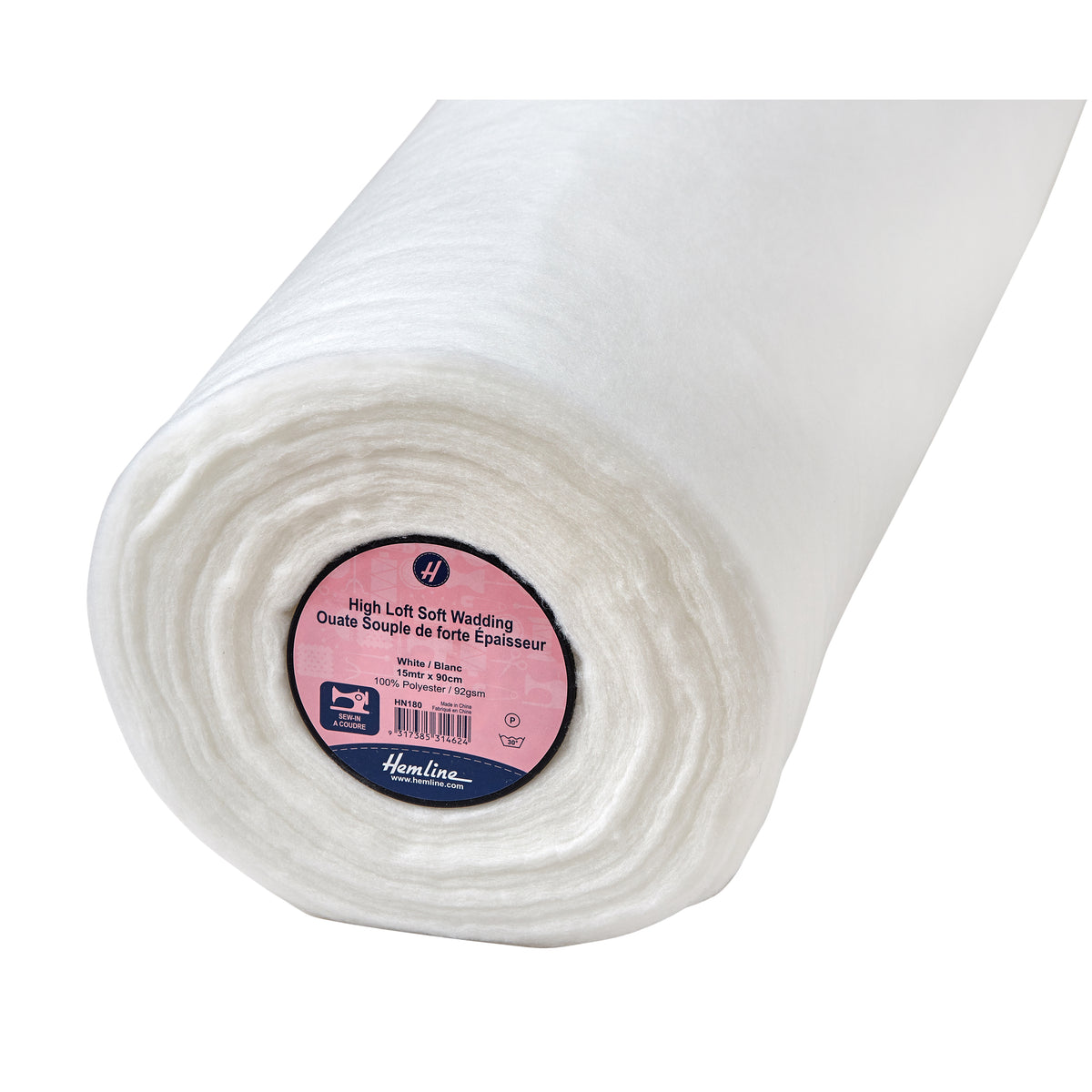 Wadding: High Loft: Soft: Sew-in: 90cm: White