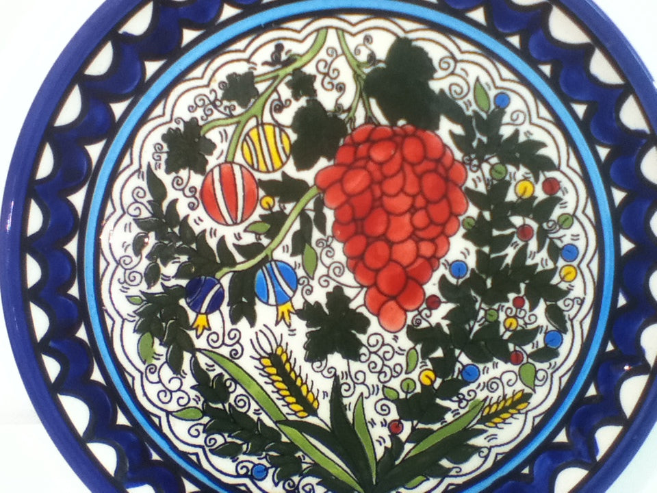 Handmade Ceramic Plate- Grapes Design