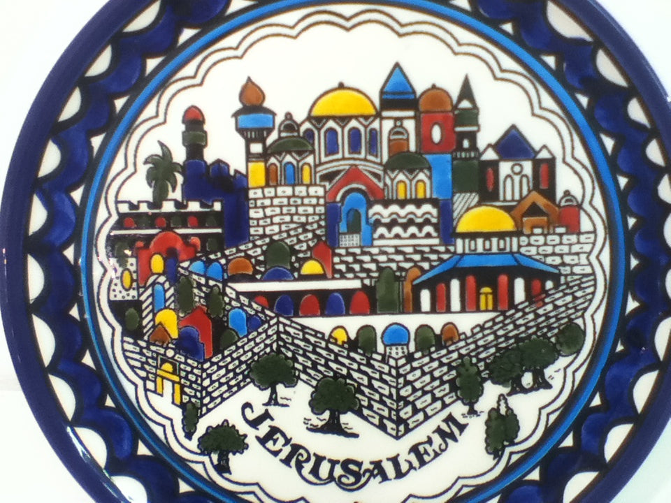 Handmade Ceramic Plate- Jerusalem Design