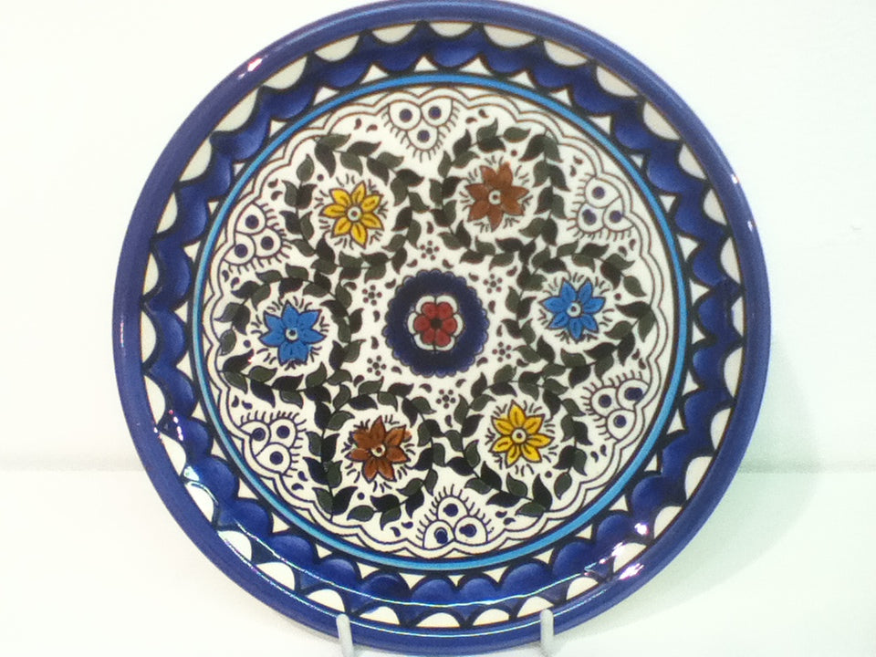 Palestinian Ceramic Platter, Elegant Plate, Multi-Coloured