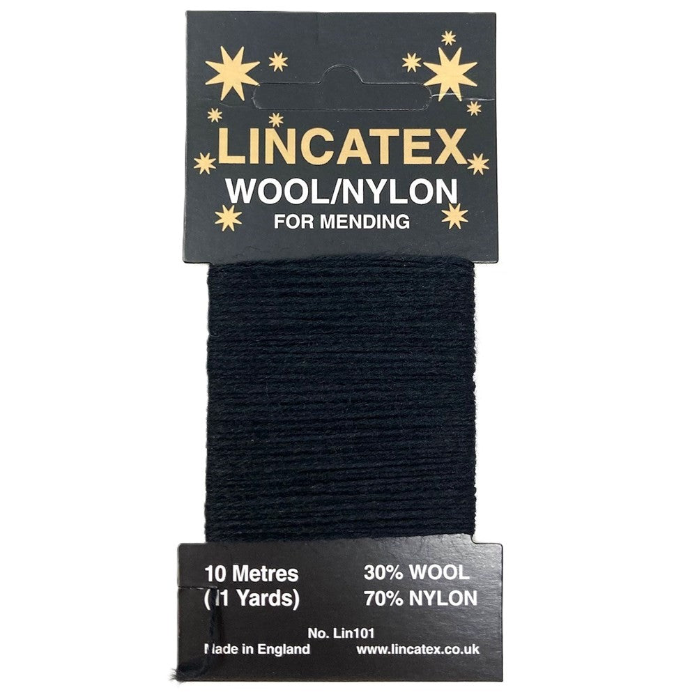 Lincatex Wool Nylon Mending Darning Yarn Thread - Black
