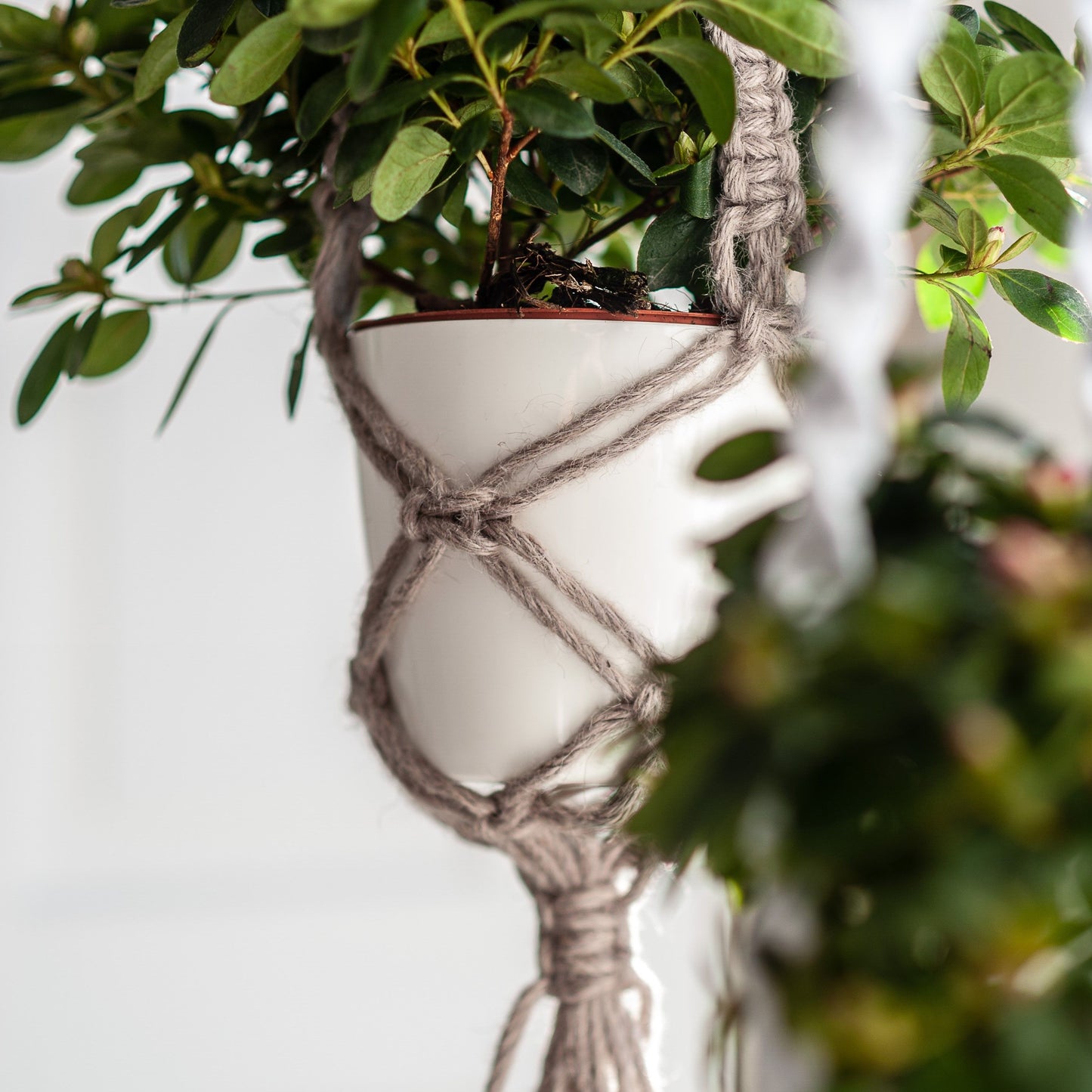 DIY Kit Macrame Hanging Basket Jute Cinnamon Taupe