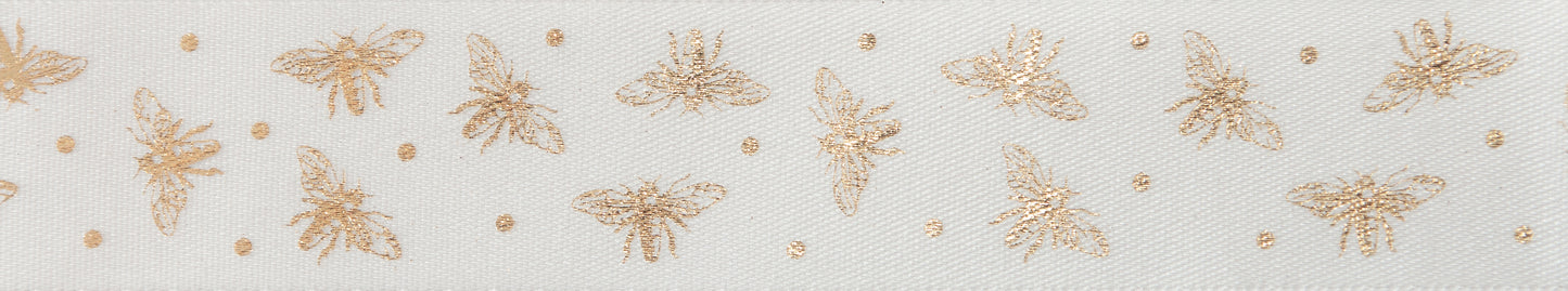 Sparkle Bee 25mm/ White & Gold
