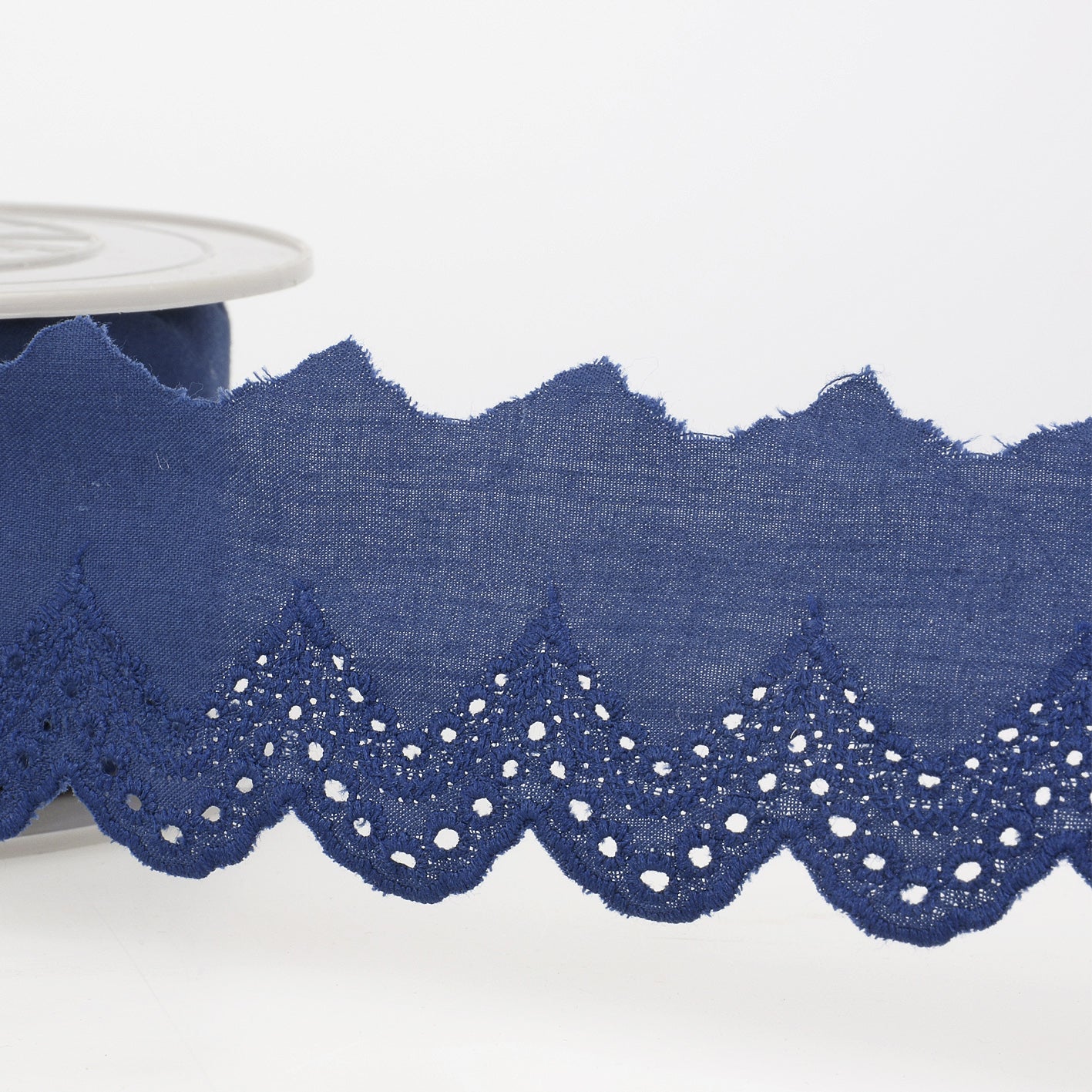 Trim: Lace: Eyelet: 49mm: Navy Blue