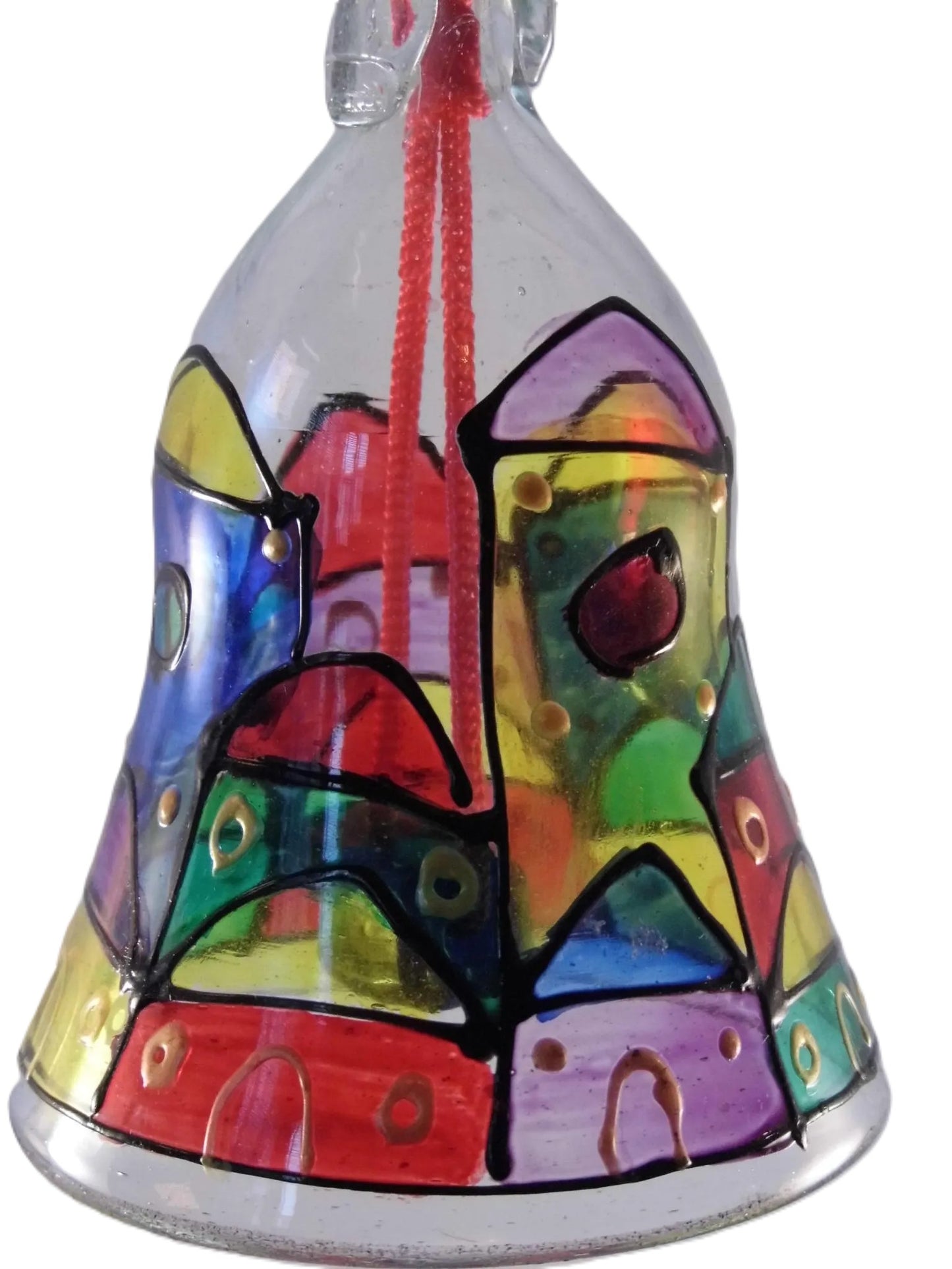 Hand painted Christmas glass bauble in a bell shape- Jerusalem Design