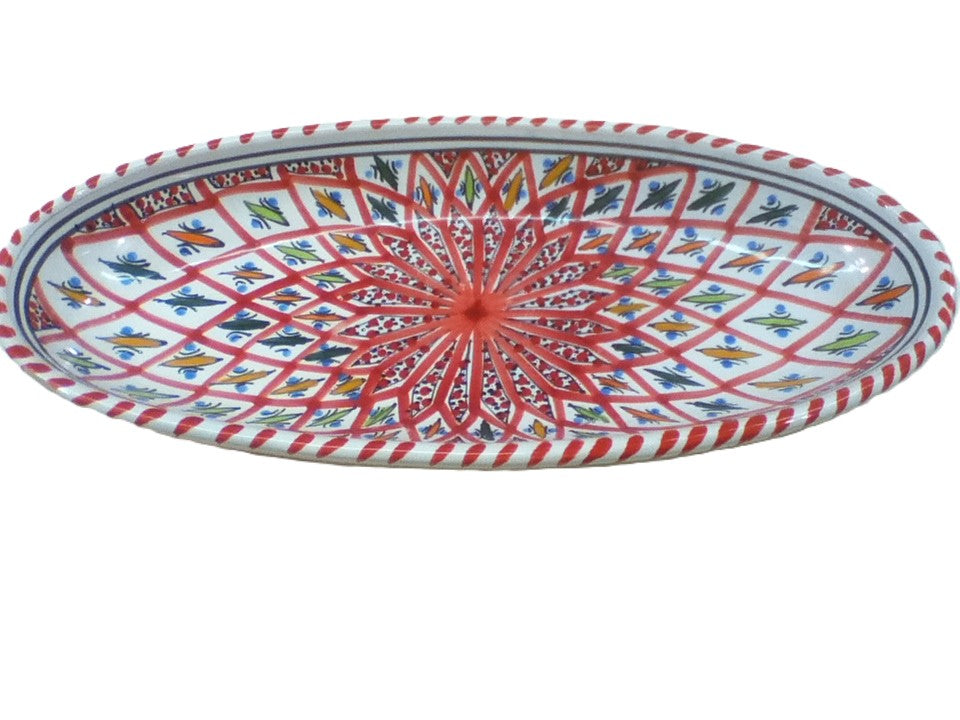 Handmade Tunisian Large Oval Ceramic Dish