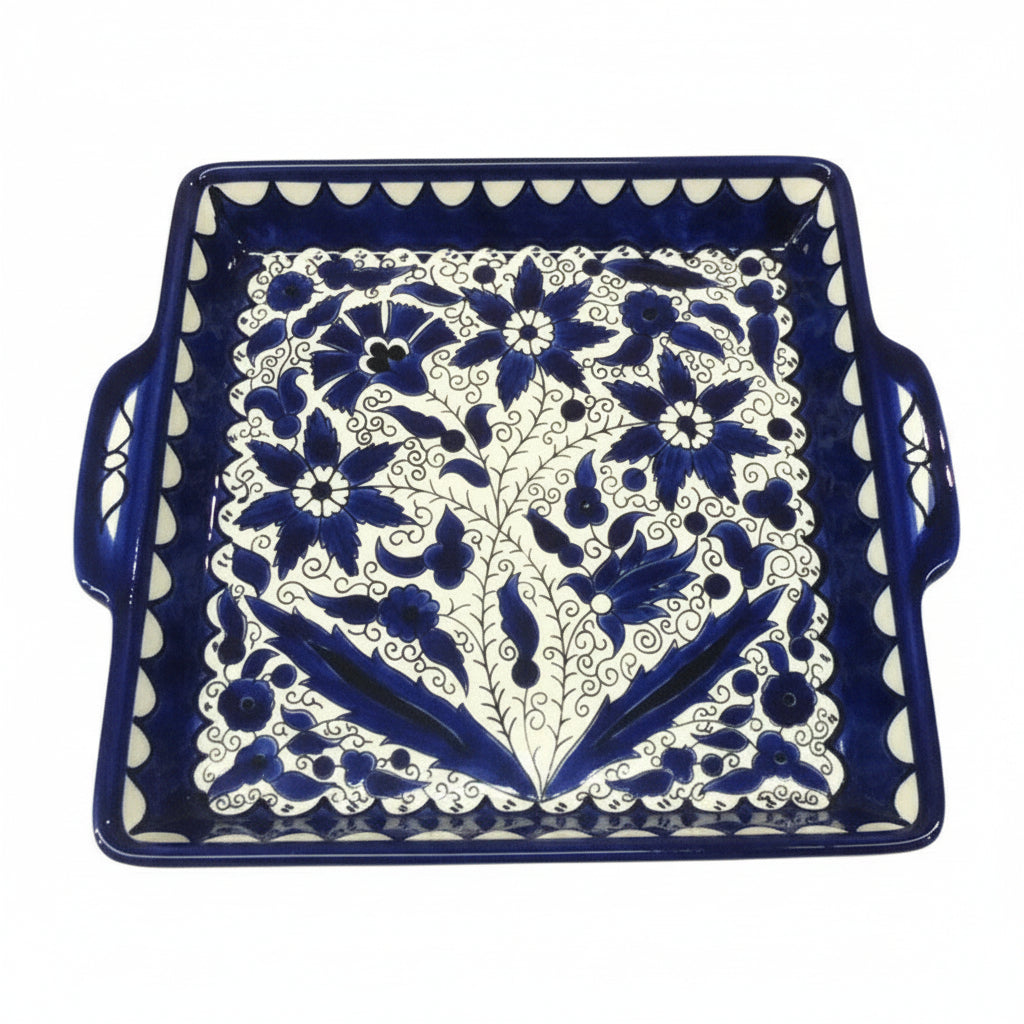 Ceramic serving dish with handles.Jerusalem Tray