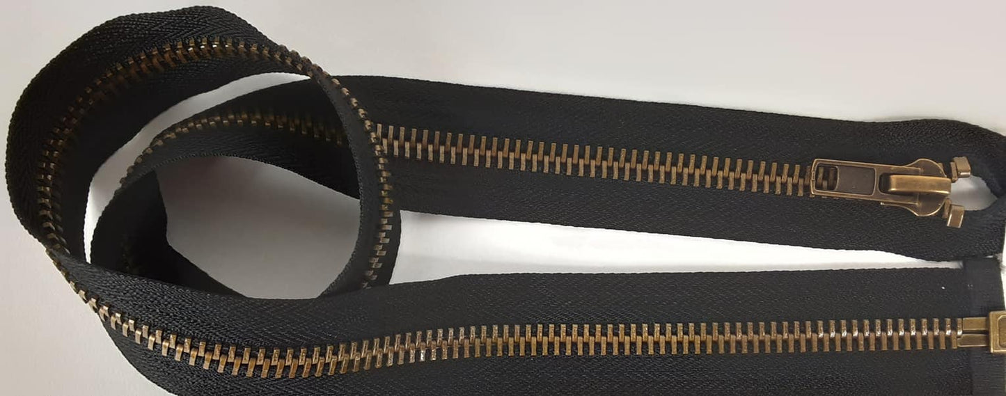 Antique Brass Open End Zip (30")