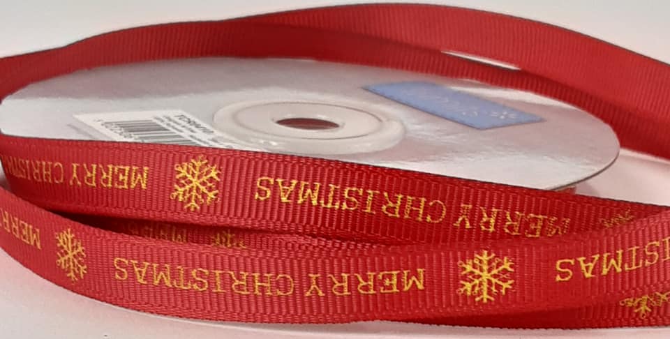 Christmas Ribbon: Grosgrain: Merry Christmas 10mm