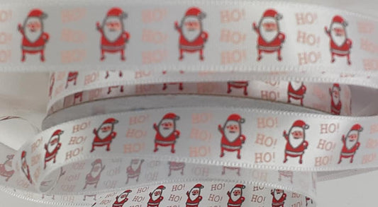 Christmas Ribbon: Satin: Ho Ho Ho Santa 15mm