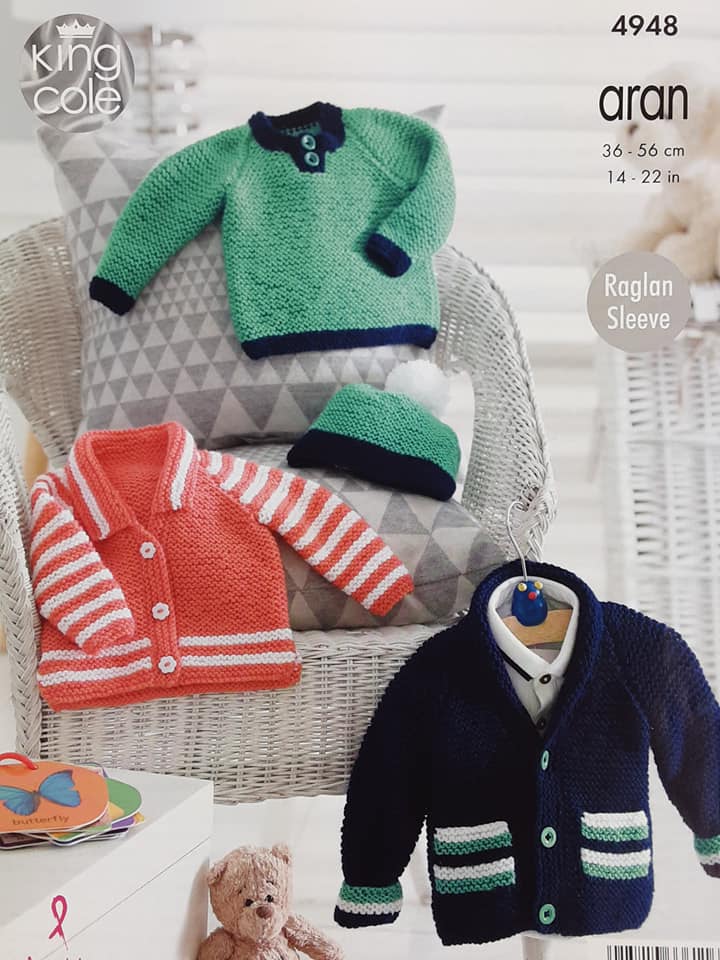 Jackets, Hat & Sweater Knitted in Comfort Aran