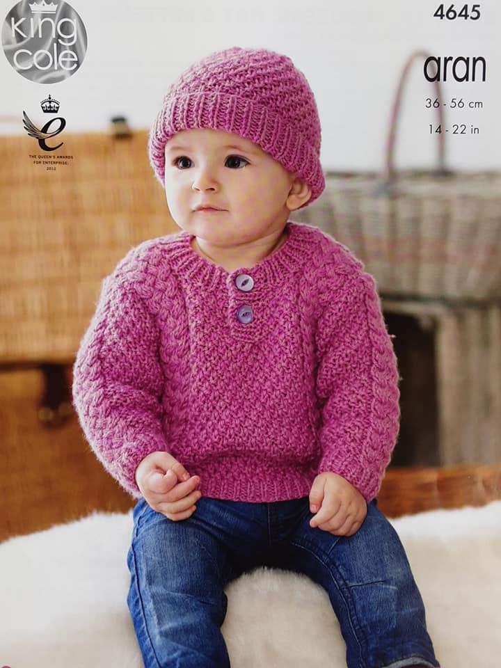 Sweater, Trousers, Hat & Mittens Knitted with Comfort Aran