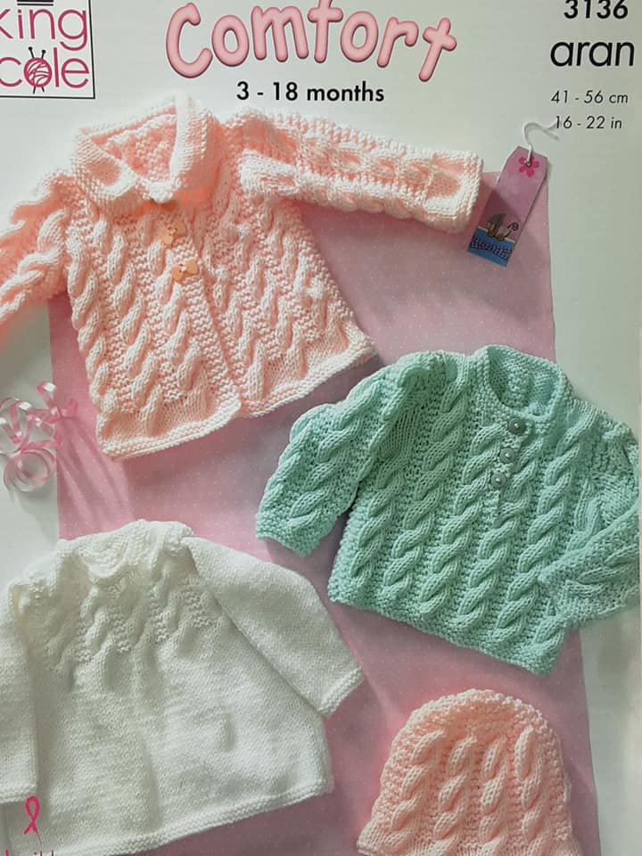 Coat, Dress, Sweater and Hat Knitted in Comfort Aran 3136