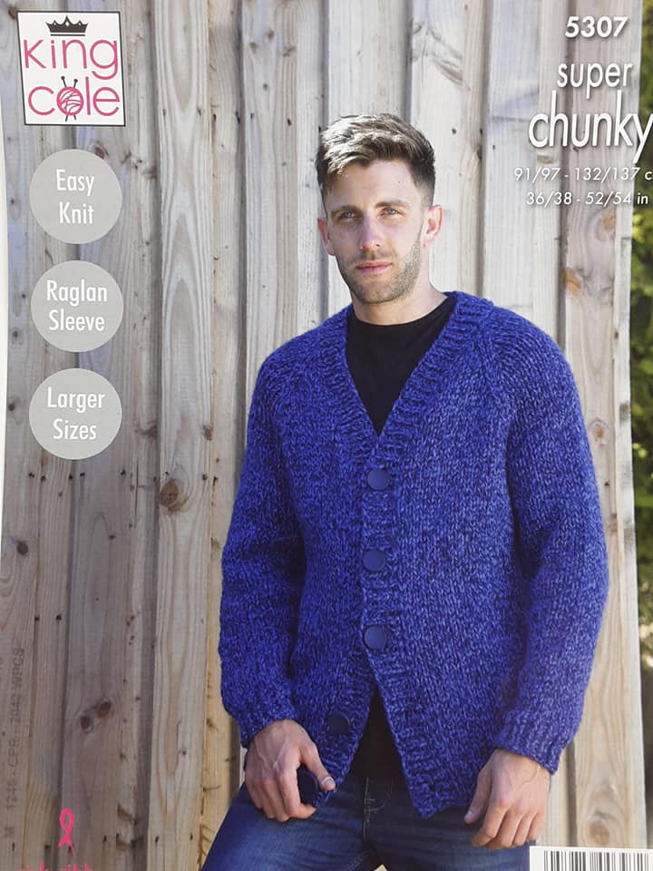 V Neck Cardigan & Sweater Knitted in Big Value Super Chunky Stormy
