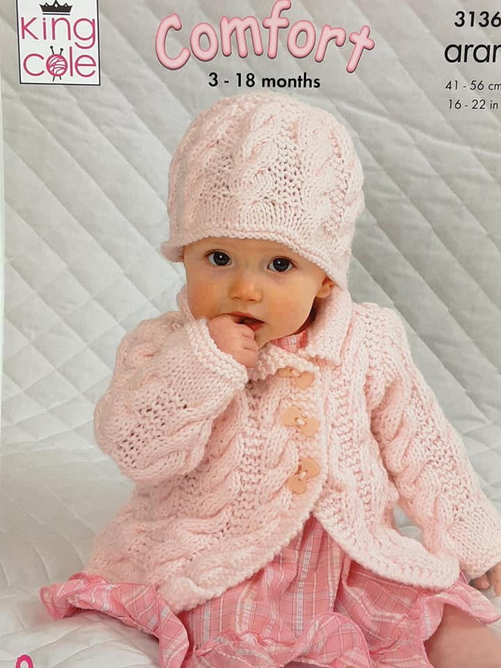 Coat, Dress, Sweater and Hat Knitted in Comfort Aran 3136