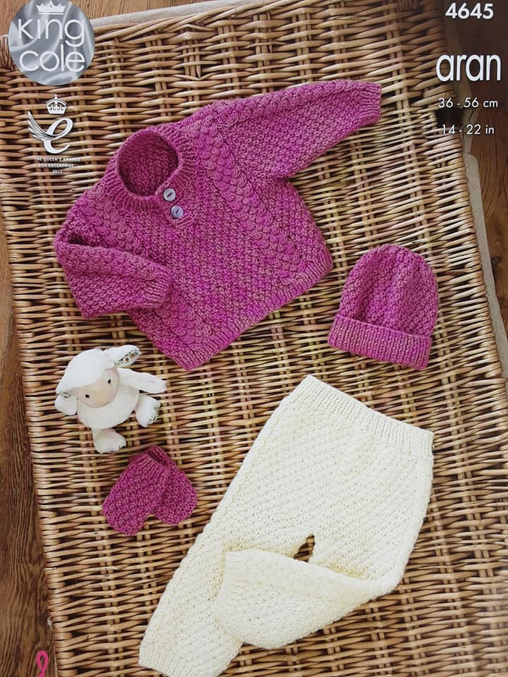 Sweater, Trousers, Hat & Mittens Knitted with Comfort Aran