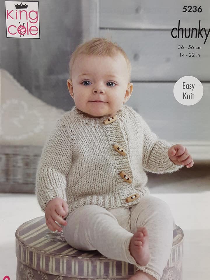 Striped & Plain Cardigans & Waistcoats Knitted in BV Baby Chunky