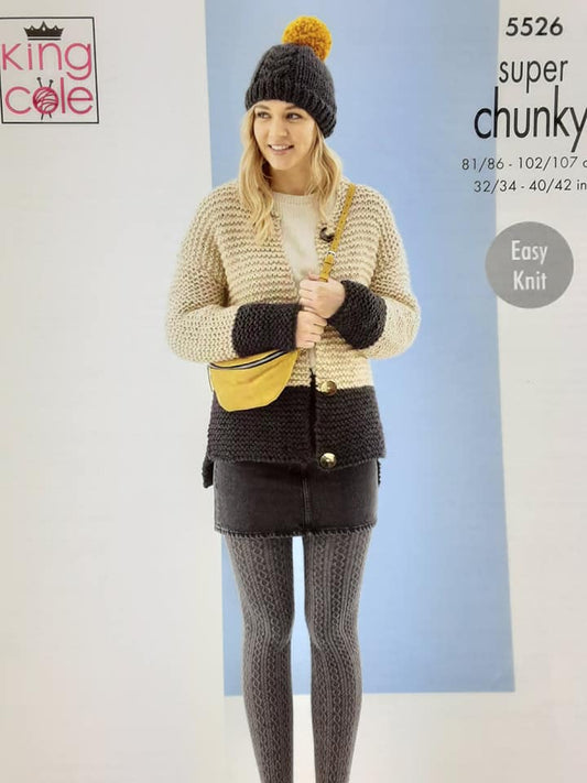 Ladies Cardigan & Hat: Knitted in Timeless Super Chunky