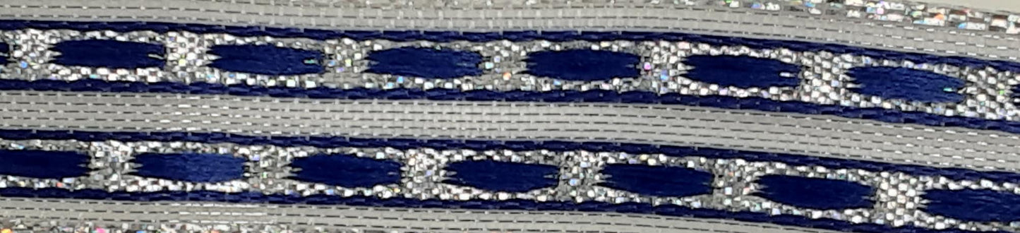 16mm Wired Lurex Lined Ribbon- Blue