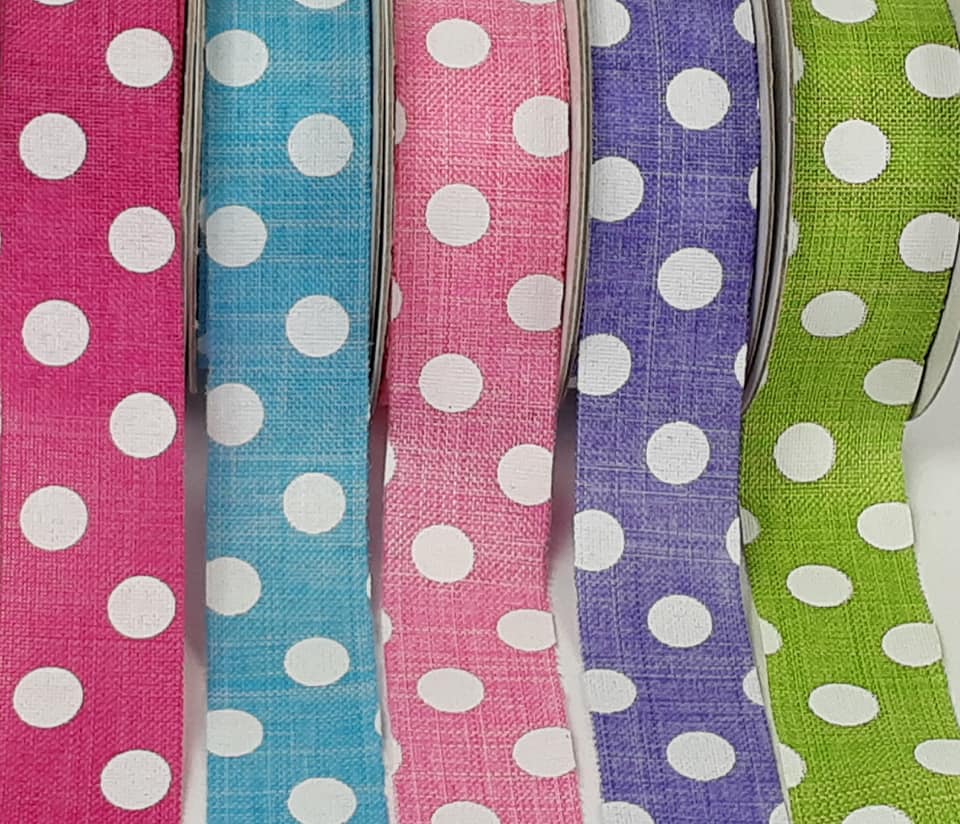25mm Burlap Polka Printed Ribbon