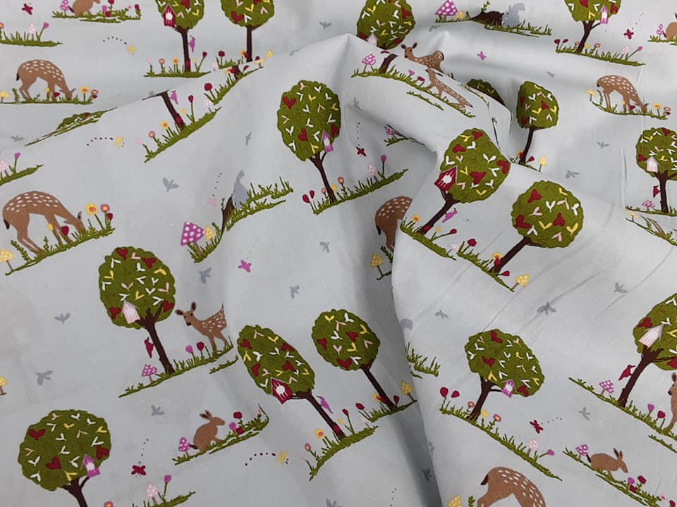 Deer & Rabbits on Light Blue
