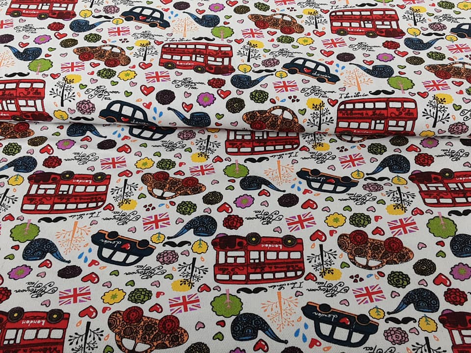 London Buses Polycotton Canvas