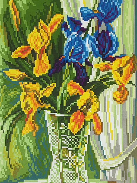 Printed Aida Fabric: Tender Irises